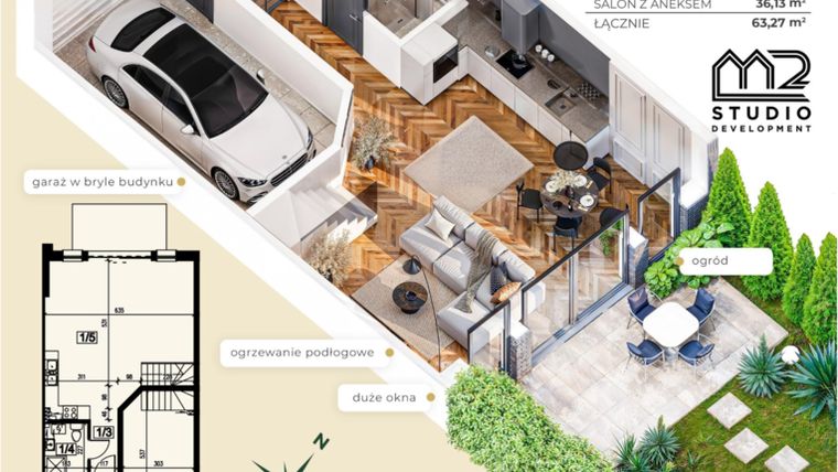 Rzut - Dom na sprzedaż 5 pokoi o powierzchni 129,3 m² - numer Dom nr 2 w Osiedle Urocza