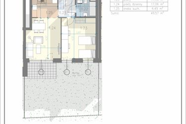 Rzut - Mieszkanie na sprzedaż 2 pokoje o powierzchni 49,57 m² - numer 4 w Przewóz 41 Residence