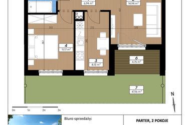 Rzut - Mieszkanie na sprzedaż 2 pokoje o powierzchni 45,44 m² - numer F/0/3 w Limone