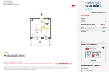 Rzut - Mieszkanie na sprzedaż 1 pokój o powierzchni 26,53 m² - numer 59 w Miasteczko Nova Fala 2
