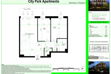 Rzut - Mieszkanie na sprzedaż 3 pokoje o powierzchni 58,44 m² - numer 5.6. w City Park Apartments