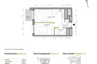 Rzut - Mieszkanie na sprzedaż 2 pokoje o powierzchni 39,07 m² - numer L2/13/112 w Legnicka Vita
