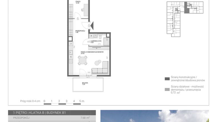 Rzut - Mieszkanie na sprzedaż 2 pokoje o powierzchni 49,3 m² - numer M48 w Modern House II