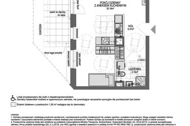 Rzut - Mieszkanie na sprzedaż 1 pokój o powierzchni 42 m² - numer 1_8_Ł_MK_22 w Perspektywa etap II