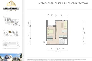 Rzut - Mieszkanie na sprzedaż 2 pokoje o powierzchni 41,1 m² - numer B1.36 w Osiedle Premium etap IV