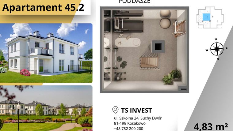 Rzut - Mieszkanie na sprzedaż 3 pokoje o powierzchni 71,31 m² - numer 45.2 w Ogrody Tesoro VI