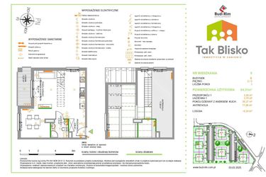 Rzut - Mieszkanie na sprzedaż 2 pokoje o powierzchni 64,51 m² - numer 9.B w Tak Blisko