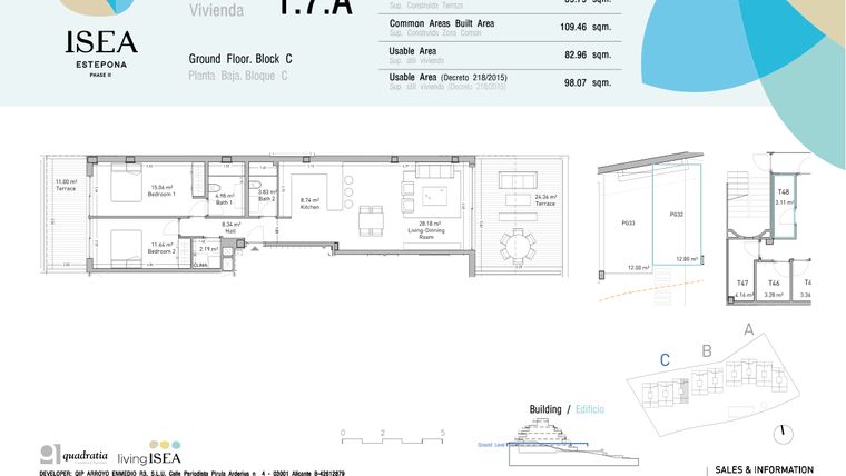 Rzut - Mieszkanie na sprzedaż 2 pokoje o powierzchni 82,96 m² - numer 1.7A w Isea - Estepona