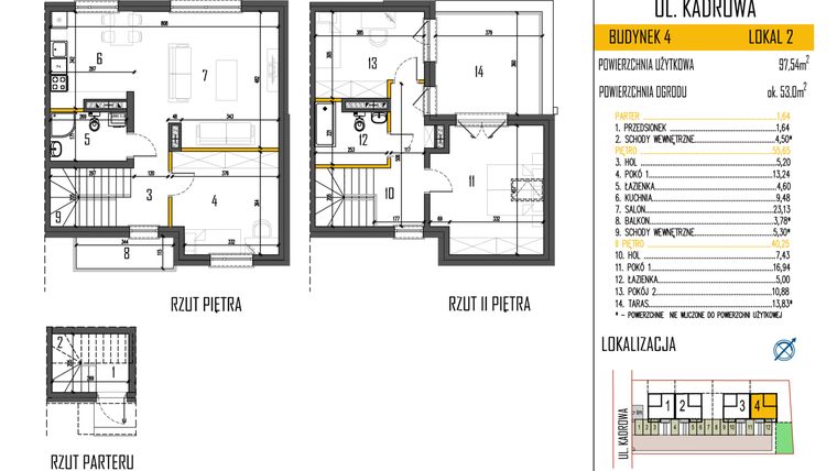 Rzut - Mieszkanie na sprzedaż 4 pokoje o powierzchni 97,54 m² - numer 4c/2 w Osiedle Korona