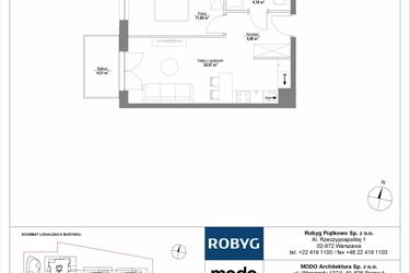 Rzut - Mieszkanie na sprzedaż 2 pokoje o powierzchni 41,5 m² - numer 4M02 w Początek Piątkowo bud. I