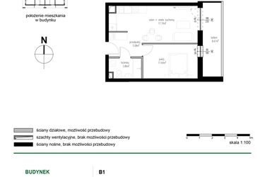 Rzut - Mieszkanie na sprzedaż 2 pokoje o powierzchni 38,32 m² - numer 10 w Wędrowna