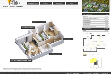 Rzut - Mieszkanie na sprzedaż 3 pokoje o powierzchni 67,83 m² - numer D.2.8 w Dobry Poranek