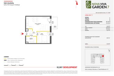Rzut - Mieszkanie na sprzedaż 2 pokoje o powierzchni 42,19 m² - numer 72 w Nova Viva Garden 7