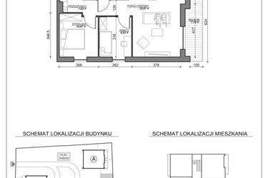 Rzut - Mieszkanie na sprzedaż 3 pokoje o powierzchni 56,46 m² - numer B7 w Kierpcowa Apartamenty