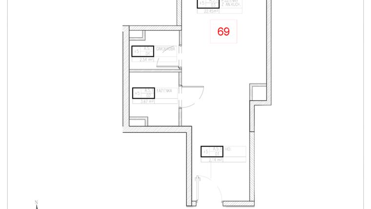 Rzut - Mieszkanie na sprzedaż 1 pokój o powierzchni 30,8 m² - numer A5-1 w Rezydencja Ogród Saski etap I i II
