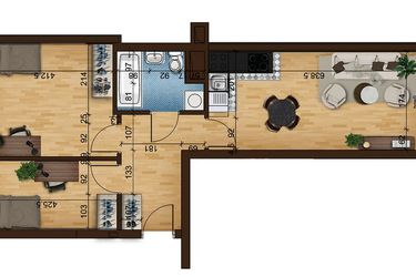 Rzut - Mieszkanie na sprzedaż 3 pokoje o powierzchni 52,84 m² - numer 6C.46 w Mierzeja Wiślana etap III