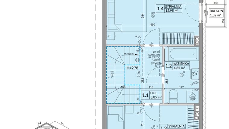 Rzut - Dom na sprzedaż 3 pokoje o powierzchni 68,42 m² - numer 10B w Osiedle Słoneczne