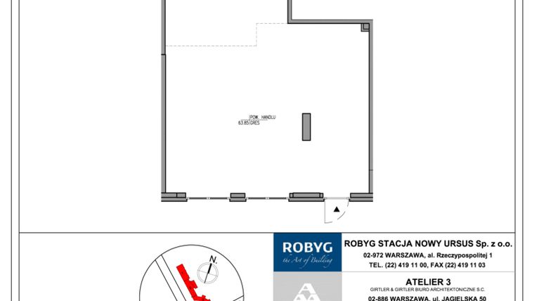 Rzut - Lokal użytkowy na sprzedaż 1 pokój o powierzchni 106,12 m² - numer U/0/7 w Stacja Nowy Ursus etap II