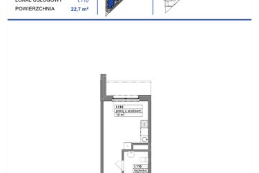 Rzut - Mieszkanie na sprzedaż 1 pokój o powierzchni 22,7 m² - numer 110 w Reda City etap III