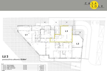Rzut - Lokal użytkowy na sprzedaż 1 pokój o powierzchni 57,42 m² - numer LU3 w Casa Sole