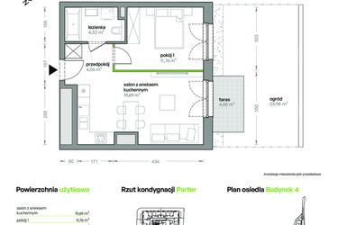 Rzut - Mieszkanie na sprzedaż 2 pokoje o powierzchni 40,03 m² - numer B4/A/03 w Ceglana Park