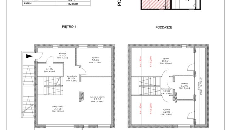 Rzut - Mieszkanie na sprzedaż 4 pokoje o powierzchni 112 m² - numer D2 w Łubinowa Park etap II
