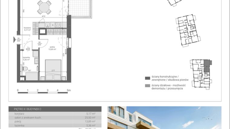 Rzut - Mieszkanie na sprzedaż 2 pokoje o powierzchni 49,92 m² - numer C.M13 w Matemblevo