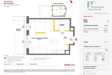 Rzut - Mieszkanie na sprzedaż 1 pokój o powierzchni 34,81 m² - numer 143 w Miasteczko Julianów etap 2