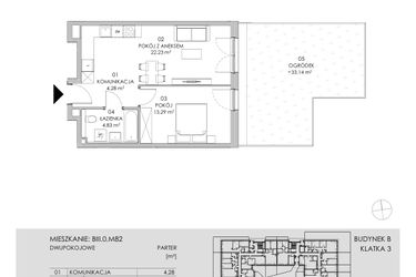 Rzut - Mieszkanie na sprzedaż 2 pokoje o powierzchni 44,63 m² - numer BIII.0.M82 w Przewóz 42 ATAL II