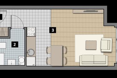 Rzut - Mieszkanie na sprzedaż 1 pokój o powierzchni 28 m² - numer 1.16C w City Łobzów