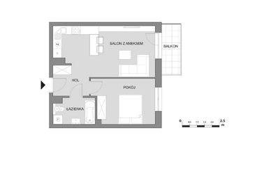 Rzut - Mieszkanie na sprzedaż 2 pokoje o powierzchni 43,89 m² - numer C3.4 w Osiedle Aleksandria II - budynek B