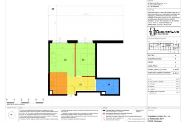 Rzut - Mieszkanie na sprzedaż 2 pokoje o powierzchni 47,39 m² - numer A6 w Augustówka Residence