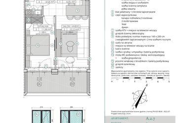 Rzut - Mieszkanie na sprzedaż 2 pokoje o powierzchni 42,84 m² - numer A.2.7 w Remedium