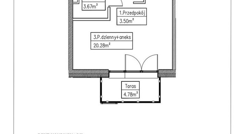 Rzut - Mieszkanie na sprzedaż 1 pokój o powierzchni 27,45 m² - numer 23 w Działkowa 68
