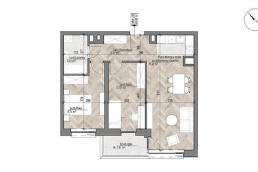 Rzut - Mieszkanie na sprzedaż 3 pokoje o powierzchni 60,83 m² - numer 34 w Apartamenty Czysta