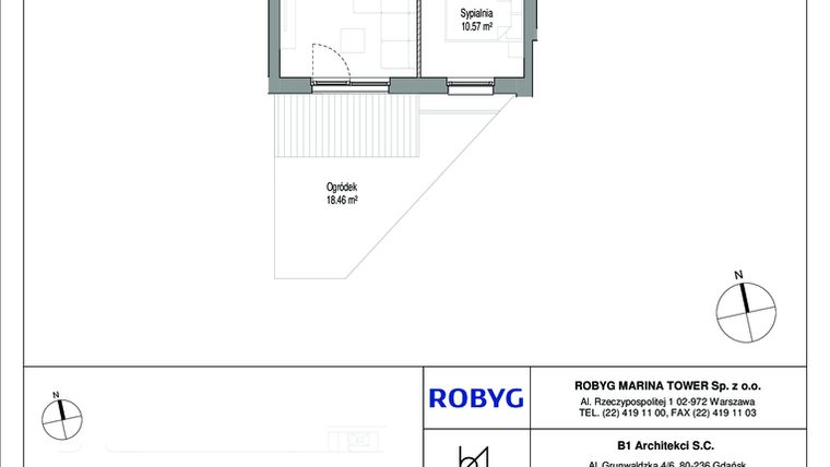 Rzut - Mieszkanie na sprzedaż 2 pokoje o powierzchni 39,63 m² - numer 0M16 w Osiedle Porto etap E