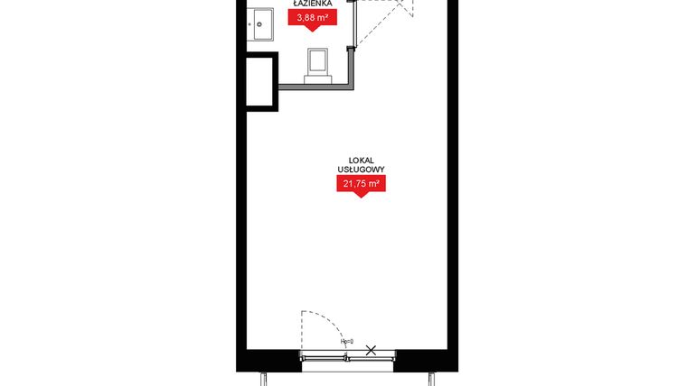 Rzut - Mieszkanie na sprzedaż 1 pokój o powierzchni 25,65 m² - numer A1 054LU w 29L - Apartamenty inwestycyjne