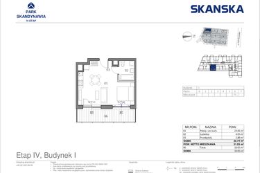 Rzut - Mieszkanie na sprzedaż 1 pokój o powierzchni 30,74 m² - numer I0675 w Park Skandynawia V