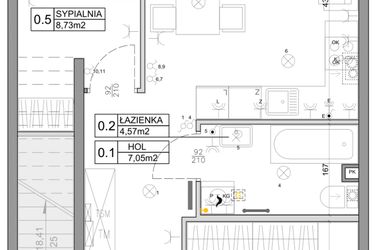 Rzut - Mieszkanie na sprzedaż 3 pokoje o powierzchni 48,03 m² - numer 53 w Manufaktura Marki 2 etap III