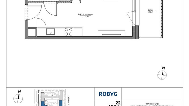 Rzut - Mieszkanie na sprzedaż 1 pokój o powierzchni 26,48 m² - numer LH/LHA/A/7/2 w Lira House