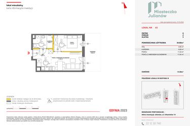 Rzut - Mieszkanie na sprzedaż 2 pokoje o powierzchni 39,73 m² - numer 65 w Miasteczko Julianów