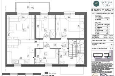 Rzut - Mieszkanie na sprzedaż 3 pokoje o powierzchni 57,66 m² - numer F3.2 w Spokojna Wólka etap V