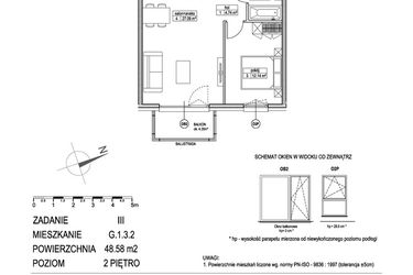 Rzut - Mieszkanie na sprzedaż 2 pokoje o powierzchni 48,69 m² - numer G.1.3.2 w Atut III