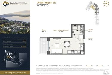 Rzut - Mieszkanie na sprzedaż 1 pokój o powierzchni 26,05 m² - numer G.217 w Laguna Beskidów