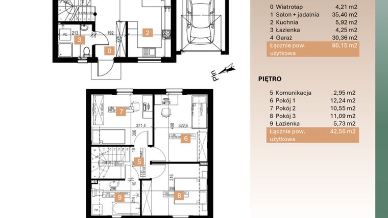 Rzut - Dom na sprzedaż 4 pokoje o powierzchni 122,71 m² - numer 9 w Osiedle Leśne Bulwary