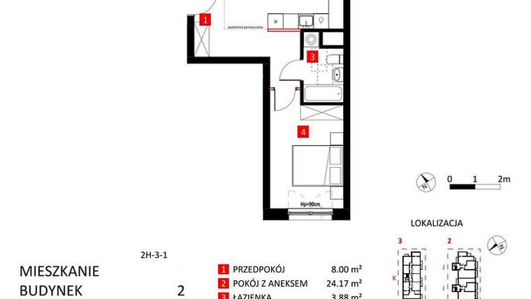 Rzut - Mieszkanie na sprzedaż 2 pokoje o powierzchni 48,78 m² - numer AJ_15/9 w Apartamenty Jeździecka
