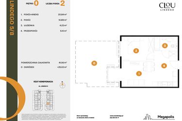 Rzut - Mieszkanie na sprzedaż 2 pokoje o powierzchni 41,06 m² - numer 8 w CLOU LINDEGO