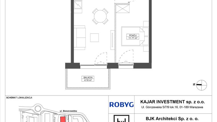 Rzut - Mieszkanie na sprzedaż 2 pokoje o powierzchni 40,82 m² - numer C.2M20 w Foresteria