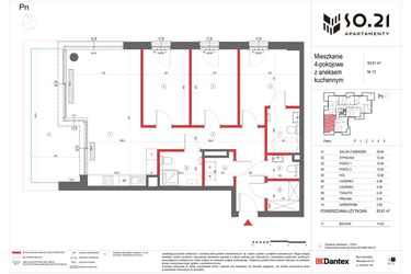 Rzut - Mieszkanie na sprzedaż 4 pokoje o powierzchni 93,53 m² - numer 13 w SO.21