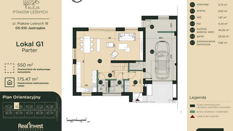 Rzut - Dom na sprzedaż 5 pokoi o powierzchni 175,47 m² - numer G1 w Aleja Ptaków Leśnych